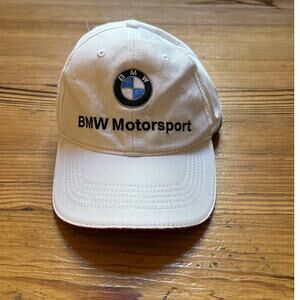 BMW Motorsport white blue red detailing adjustable baseball cap hat
